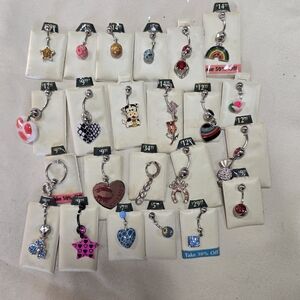 Lot Of Silver and Colorful Belly Rings